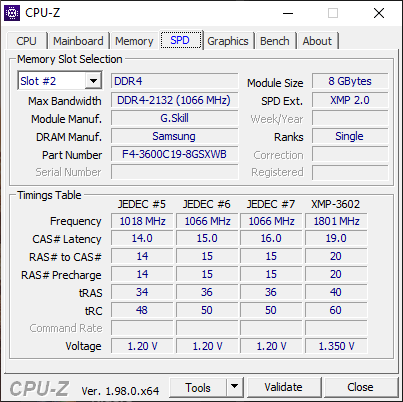 CPU-Z shot of timings for pair two 