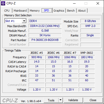 CPU-Z shot of timings for pair one 
